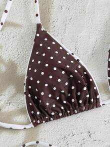 Bộ bikini gợi cảm buộc dây phía trước họa tiết da báo mùa hè 2023, thích hợp cho kỳ nghỉ biển. - Vết trắng cà phê - Xem 5