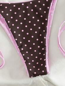 Summer Leopard Print Spaghetti Strap Tie-Up Bikini Set, Suitable For Beach Vacation - Coffee Powder - View 6