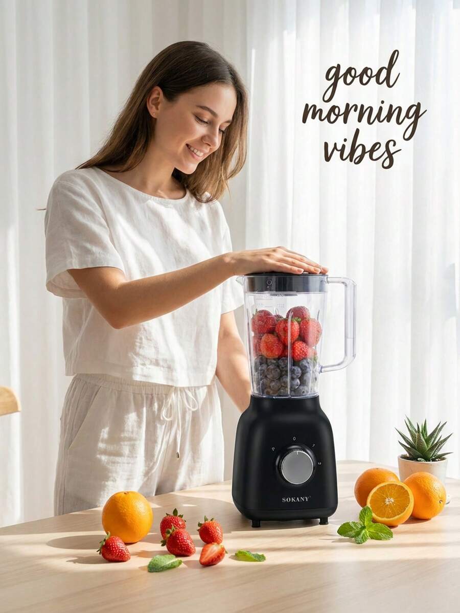 Licuadora y molinillo 2 en 1, licuadora eléctrica totalmente automática de acero inoxidable para uso doméstico, de gran capacidad, con cuchillas de acero inoxidable y vaso de alta dureza - Tipo de Enchufe A Japonés (100V) - Ver 1