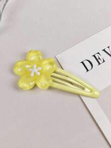 5个甜美黄色樱花发夹，可爱侧刘海夹，ins风刘海夹，BB夹（不含纸板） - 黃色 - 查看 2