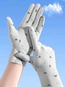 1 Pair Bow Print Women's Gloves, Lightweight Breathable Sun Protection Driving Gloves For Spring/Summer - Multicolor - View 11