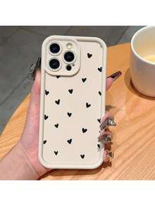1pc Minimalist Fashion Black Heart Pattern TPU Shockproof Phone Case, Compatible With Apple 16/15 Pro Max/15 Plus/15 Pro/15/14 Pro Max/14 Plus/14 Pro/14/13 Pro Max/Pro Max/12 Pro Max/12 Pro/12/11 Pro Max/11, Perfect Christmas, New Year, Easter Gift For Family And Friends, Best Christmas Choice - White - View 18