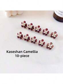 10 buc/set agrafe mini cu cristale din flori de camelia, stil prințesă adorabil, versatile pentru ținuta zilnică, ședințe foto, activități în aer liber, naveta, întâlnire, plajă, vacanță, accesorii de păr de vară, agrafe cu gheare, gheare de păr de vară pentru plajă - 10 bucăți de prindere de camelie transparente - Vizualizare 11
