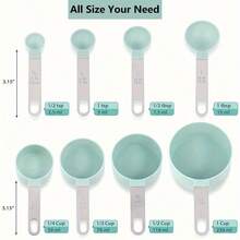 8件套带刻度的量杯量勺套装 - 坚固的不锈钢手柄 | 可堆叠，节省空间设计，材质优良，可用洗碗机清洗 - 厨房工具，实用创意礼品，烘焙必备 - 彩色 - 查看 3