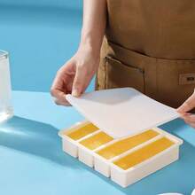 4-Grid Ice Cube Mold Silicone Reusable Food Mould Rectangular Frozen Tray With Cover Durable Kitchen Storage Box Kitchen Tool - Blue (with Cover) - View 6