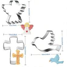 Best-Selling Easter Angel Cross Peace Dove 430 Stainless Steel Cookie Cutter DIY Baking Tool - Silver - View 2