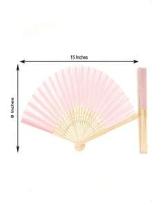 10/5/2pcs & 1pc Wedding Party Oil Paper Parasol Folding Fan - Pink - View 3