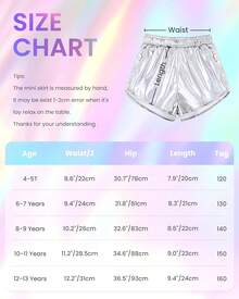 Girls Metallic Shorts Sparkly Hot Pants Shiny Dance Outfits Short Pants - 玫紅色 - 查看 6