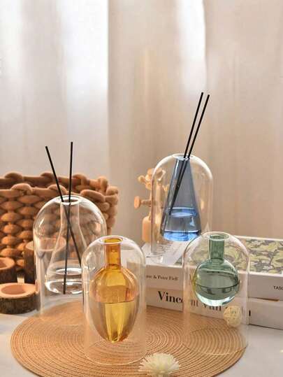 Ins Style Glass Aromatherapy Bottle Diffuser Bottle Indoor Clear Fireless Aromatherapy, Aromatherapy Bottle Indoor Room Bedroom Fragrance Ornament, Glass Diffuser Bottle , Reusable, Fireless, Great For, Home Decor, Personal Care Accessories, Empty Vases, Perfume, Essential Oils, Etc. (No Stick)