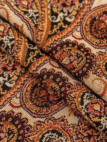 1pc Vintage Floral Jacquard Tablecloth, Rectangular, Bohemian Style, Washable, Suitable For Dining Table, Coffee Table, Bedside Cabinet, Family Kitchen, Dinner Party, Picnic, Holiday Celebration, Outdoor BBQ, Spring/Summer Decor, All Season - Brown Cashew Flower - View 3