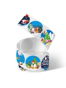 1 Roll Christmas Stickers, Reward Stickers, Cartoon Santa Claus & Snowflake Stickers For Christmas Eve, Cute Self-Adhesive Stickers - Multicolor - View 8