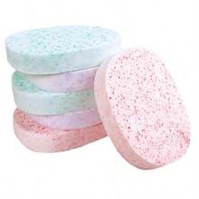 洗脸海绵，洗脸海绵，仿珍珠木浆海藻粉扑，亲水，干湿两用，遇水即可使用 - 彩色 - 查看 3