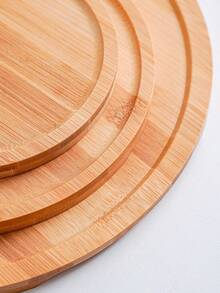 1pc Round Wooden Tray, Bamboo & Wood Tea Cup, Water Glass, Tea Tray, Fruit & Cake Plate - Multicolor - View 6