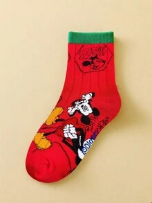 Disney 5双复古主题儿童袜子，男童卡通风格中筒袜，女童透气短袜 - 彩色 - 查看 9