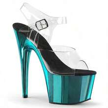 YKC Women's 17CM High Heel Dance Sandals, Open Toe Ankle Buckle Stilettos, Summer Elegant Shoes For Stage Performance Party & Daily Wear - màu xanh nhạt - Xem 2