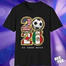 Camiseta de la Copa Mundial 2026 USA vs México, Diseño de Fútbol, Color Negro, Talla 2XL - Negro - Ver 1