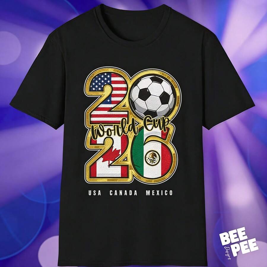 Camiseta de la Copa Mundial 2026 USA vs México, Diseño de Fútbol, Color Negro, Talla 2XL - Negro - Ver 1