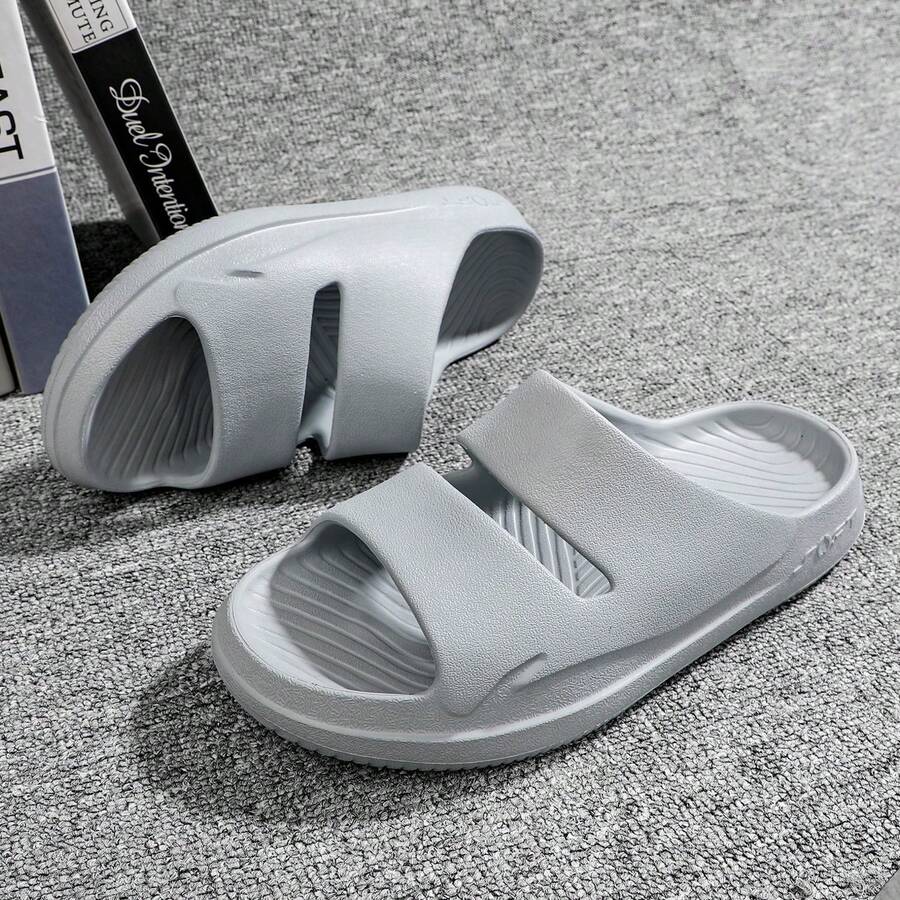 Lining Unisex Soft Cloud Slippers | Waterproof Anti-Slip Dual-Strap Beach, Pool, Casual Slippers AGAV017 - Light Grey - View 1
