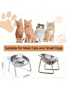 1pc Stainless Steel Cat Ear Shaped Elevated Pet Bowl, Universal For Cats & Dogs, Easy To Clean, Protect Pet's Neck, Food & Water Bowl - 600ml - View 5