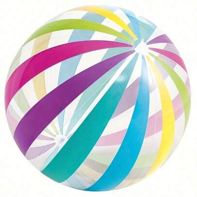 1pc Polka Dot Inflatable Beach Ball, Colorful Striped Pool/Beach Party Decoration