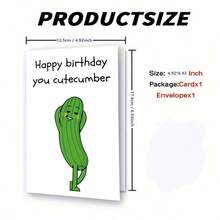 1pc Fun Cucumber Themed Birthday Card, Warm Friend Birthday Card, Birthday Gift, Creative Gift, Celebration Card, Festival Card, Gift Card, Creative Cartoon Pattern Card, Best Birthday Gift For Men - View 3