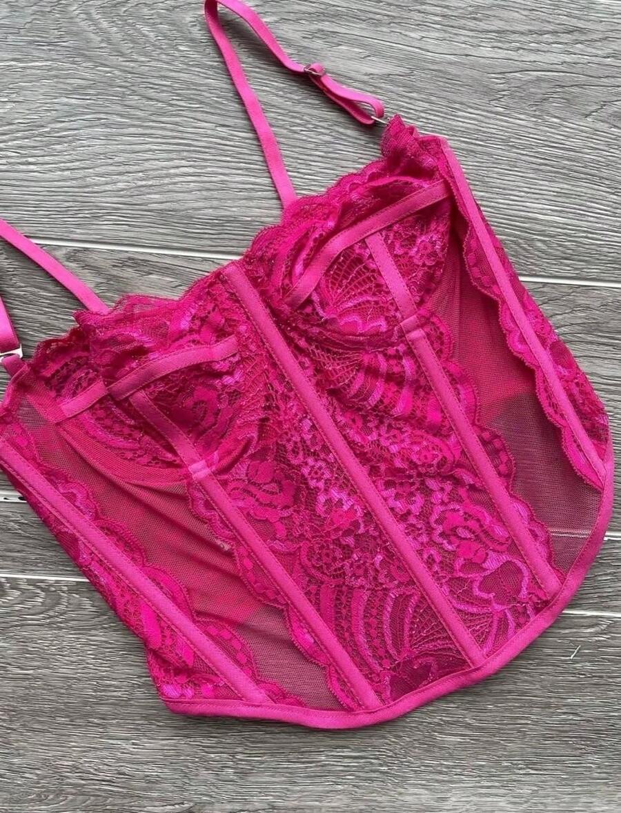 Women's Lace Corset Top With Plenty Of Support, No Padding, Sexy And Modern - Màu hồng gỉ - Xem 1