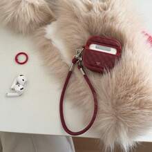 Funda para auriculares con cuadrícula a cuadros rojos y cordón, funda protectora de cuero para auriculares, compatible con Apple 1/2/3/4/Pro/Pro2/Pro3, funda protectora de auriculares de lujo con diamantes de imitación anti-caída - Rojo - Ver 5