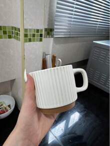 [Minimalist Style Ceramic Cup] High-Quality Ivory White Coffee Cup, 240ml Large Capacity Mug, Thick Wall Heat-Resistant Handle - Multicolor - View 10