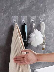 30Pcs Heavy Duty Self Adhesive Wall Hooks Max Load Waterproof Sticky Hooks No Drilling Removable Utility Hooks For Hanging Towel Utensils Keys Cups Bags - Multicolor - View 4