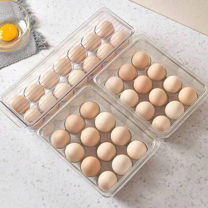 1pc-Egg Storage Box - Thickened And Transparent - Ideal For Keeping Eggs Fresh In The Refrigerator. Egg Holder - Special Egg Rack For Storing Eggs. Egg Tray Box - Shelf For Egg Holders.