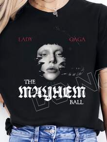 LADYS GAGAS Tour 2026 Shirt, LADYS GAGAS Graphic Shirt, The Mayhem Ball Tour T-Shirt, LADYS GAGAS The Mayhem Ball Tour 2026, LADYS GAGAS Tour Merch ,Round-Neck, Breathable And Comfortable T-Shirt Suitable For All Occasions, 2026 Style - 黑色 - 查看 7