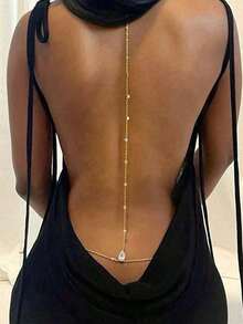 1pc Elegant Sexy Raindrop Chain Backless Necklace, Suitable For Women Any Occasion - Vàng 2 - Xem 7