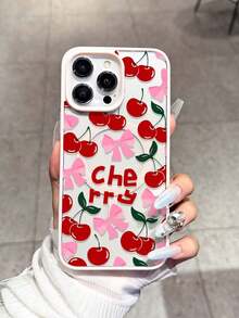 Cherry Bow Pattern Magnetic Adsorption Anti-Drop Phone Case, Supports Wireless Charging, Suitable For Samsung S24/S25/S23 S Series And A55/A15/A15 A Series, 17, 16 Pro Max, 14/13, 12, 11 Pro Max, 15 Pro Max, 17 Pro Max, Can Be Used As Birthday Gift, Girlfriend, Boyfriend Or Self-Use - Pink - View 5