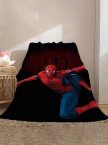 This Is A Marvel Spider-Man Themed Flannel Blanket, With High-Saturation Fuchsia And Black As The Main Colors, Full Of Futuristic And Visual Impact, Creating A Tense And Mysterious Atmosphere, With The Features Of Warmth And Softness, Suitable For Use As A Sofa Throw, Nap Blanket, Bedding Decoration, Etc. - Black - View 12