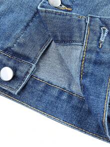 Plus Size Women Long Sleeve Pocket Button Vacation Distressed Denim Jacket Casual Spring - Medium Wash - View 11