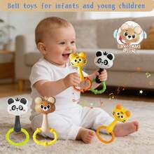 0-12 Months Baby Learning Toys, Cute Rattle Drums, Colorful Animal Handheld Rattles, Infant Sensory Buzzer, Promote Motor Skills Development, Hand-Eye Coordination - Multicolor - View 2