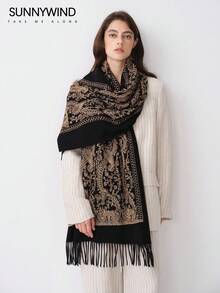 1pc Women's Polyester Paisley Pattern Versatile Scarf/Shawl - Black - View 9