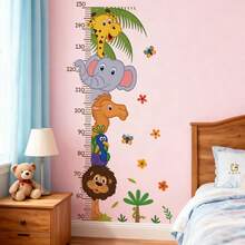 BRUP 1/2sheets/Set Stackable Animal Height Chart Wall Decal , Featuring Floral And Butterfly Patterns, Self-Adhesive Kids Room Decoration, Suitable For Nursery Rooms And Bedrooms, Removable Cartoon Animal Wall Art - Multicolor - View 2