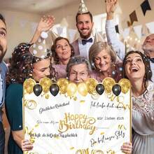 1pc Large Birthday Greeting Cards, Giant Black And Gold Happy Birthday Signature Message Board, Surprise Birthday Party Greeting Cards, Can Write Blessings, Suitable For Any Birthday Party Message Card, Birthday Message Commemorative Book Greeting Card - View 2