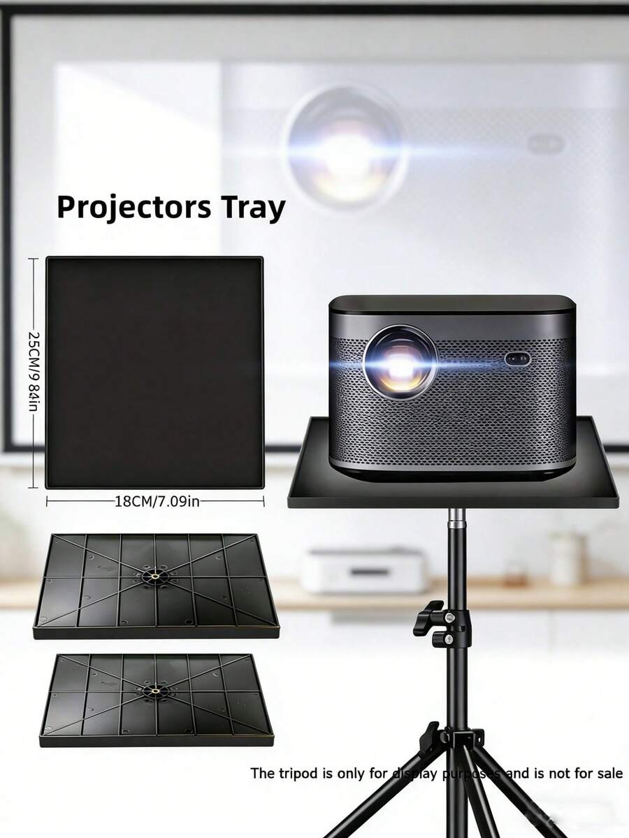 Adjustable Projector Tray Stand | Multi-Functional Portable ABS Storage Tray For Laptop, Sound Card & Music Gear | Universal Projector Accessory For Home Theater, Office & Outdoor Use | Anti-Slip Design - View 1
