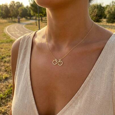 Bicycle Necklace,Infinity Bike Pendant,Minimalist Cyclist Jewelry,Bike Necklace,Cycling Lover Necklace,Biker Gifts,Stainless Steel Jewelry Gifts