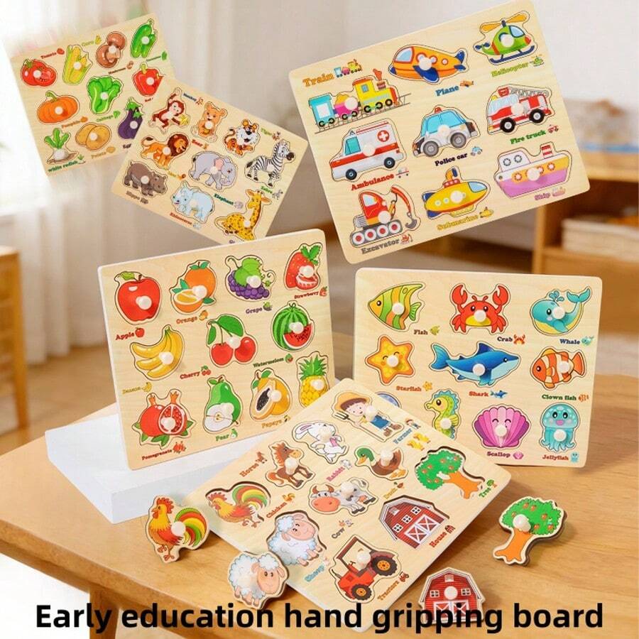 Wooden Puzzle Montessori Early Learning Educational Toy, Matching Pairing Board For Kids - 彩色 - 查看 1