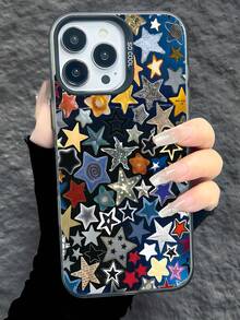 1pc Star Pattern Matte Texture Individual Button + Individual Camera + Matte Soft Anti-Slip Anti-Drop IMD Phone Case Waterproof Shockproof Scratch Resistant - Multicolor - View 3