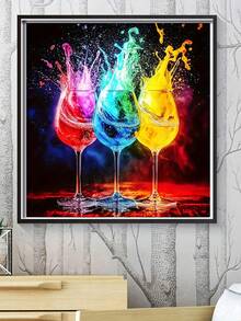 Juego de pintura de diamantes en forma de copa creativa - Pintura de diamantes redonda de 20x20cm DIY, diseño - Manualidades, ideal para colgar en la pared y como arte - diamante redondo - Ver 3