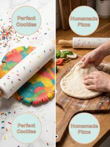 1pc Multi-Functional Color Silicone Rolling Pin: With A Solid Wood Anti-Slip Appearance, No Odorit Is Durable And Labor-Saving,Suitable For Making Cookies, Pizza Crutches, And Daily Baking At Home, ,No Odor Non-Sticky Easy Clean - Multicolor - View 5