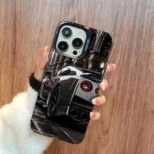 Étui de protection convenant aux modèles d' 17, 16, 15, 14, 13, 12, 11 Pro Max, 17Air, 16E, 7, 8 Plus et SE4 Mini, avec un design cool de voiture GTRR. Étui de protection pratique, coque de téléphone. - Argent - Voir 6