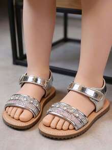 1 Pair Girls' Summer New Soft Bottom Fashion Versatile Outdoor Non-Slip Beach Sandals - Gold - View 3