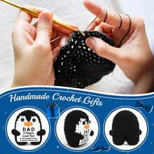 1pc Handmade Crochet Penguin Birthday Gift For Dad, Interesting "I Love You" Mini Gift For Father And Stepfather - Multicolor - View 4