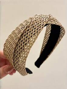1个镂空布艺塑料发箍，7厘米宽，适合日常佩戴，可作发带、头饰或发箍。 - 彩色 - 查看 3