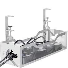 Under Desk Cable Management Tray No Drill, Metal Mesh Cable Management Under Desk With Clamp Mount, 2 Hole Cable Tray With Wire Management And Cord Organizer For Home Office Standing Desk - White - View 2